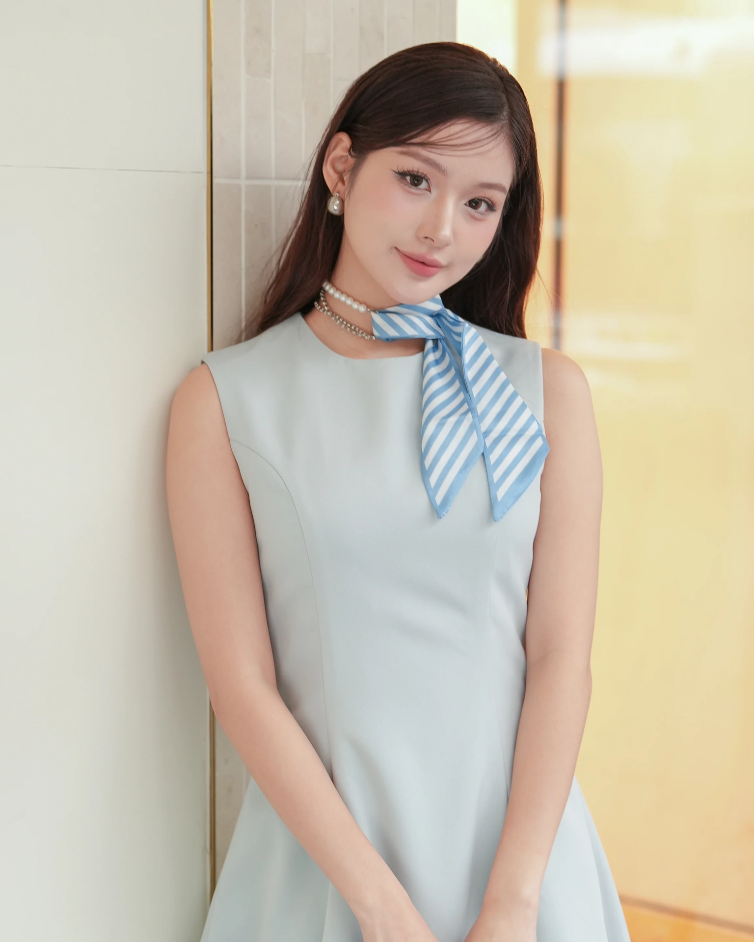 Dusty Blue Asymmetric Dress C1224A (5)