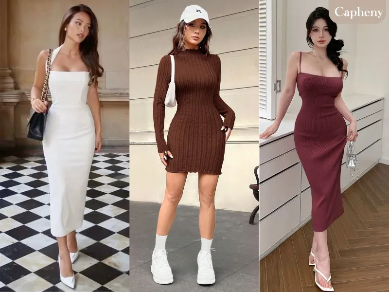 เคล็ดลับการใส่ Bodycon Dress เพื่อนเจ้าสาว 4 คน ใส่ชุดไปงานแต่งสีแดง ยืนข้างเจ้าสาว