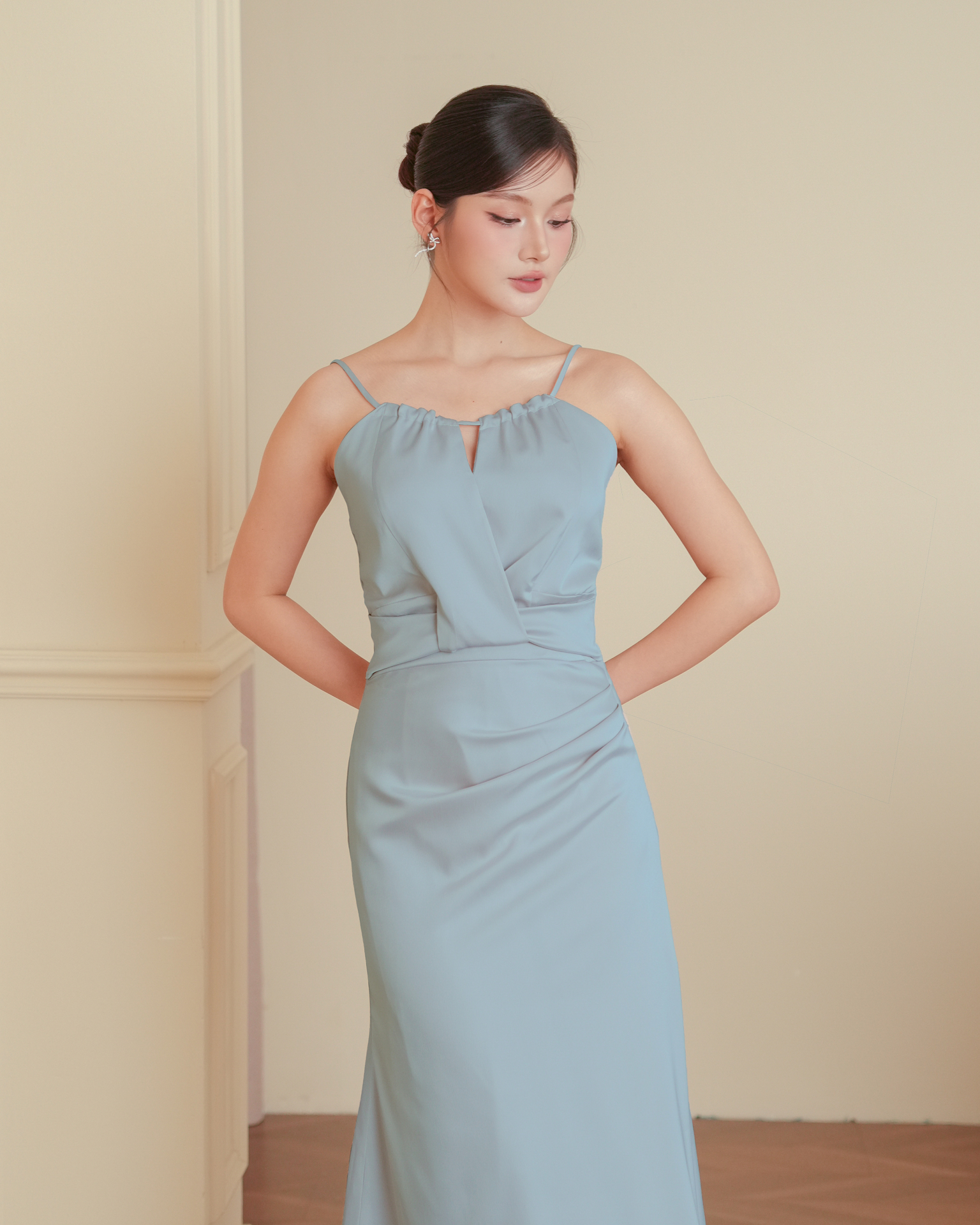 Blue Clara Cami Draped Maxi Dress C102503 (1)