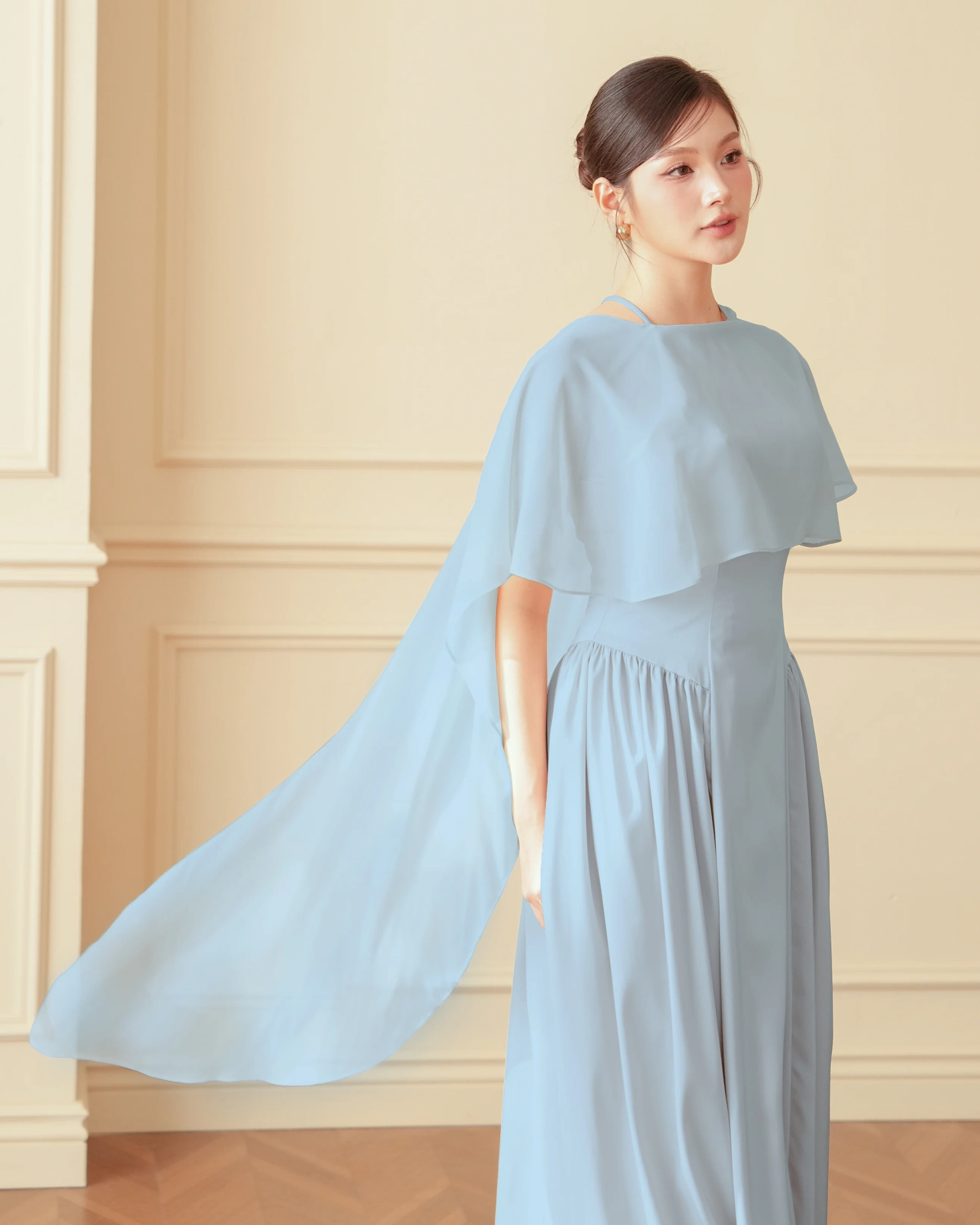 Blue Elise Cape Maxi Dress C102501-1 (2)