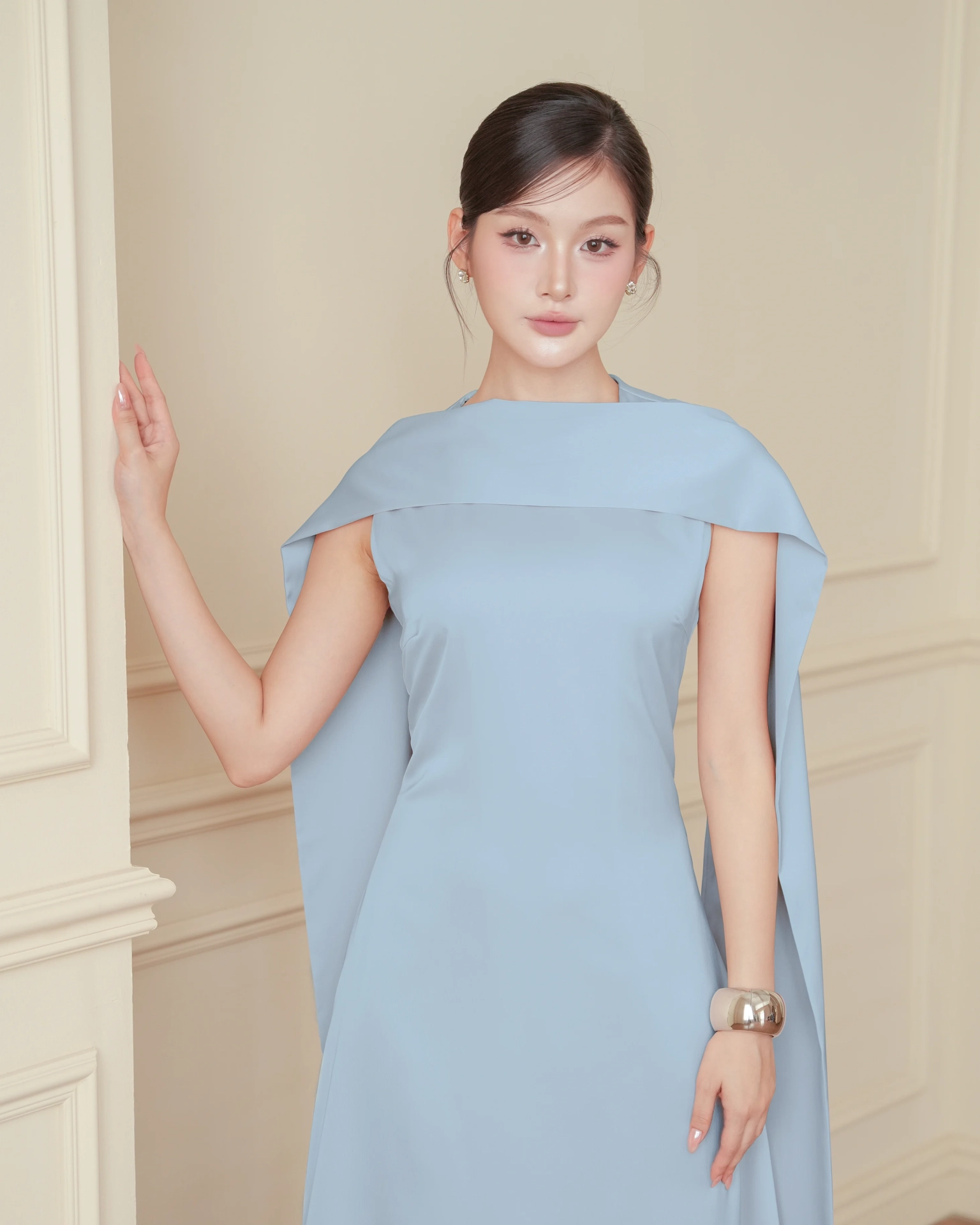 ชุดราตรี ชุดเดรสออกงาน สีฟ้า | Mira Modest Scarf Dress
