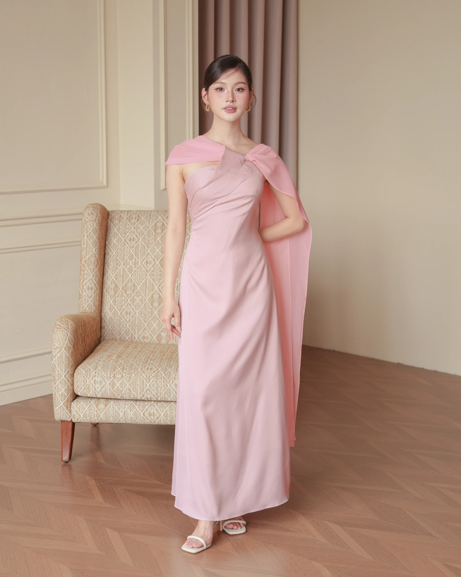 Pink Anya Twisted Collar Dress C102513 (1)