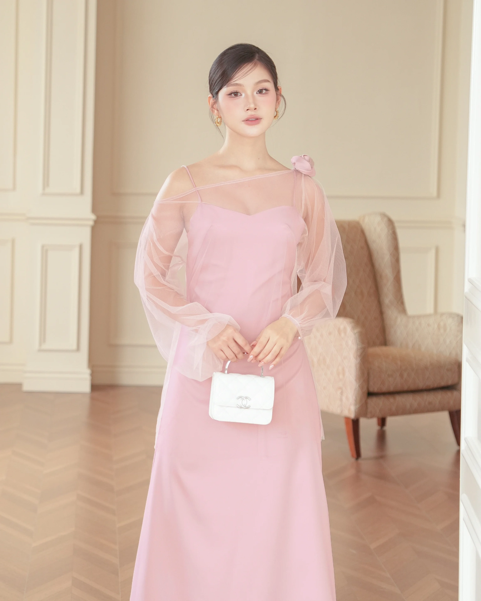 Pink Juliette Cami Dress with Sheer Top C102507 (1)