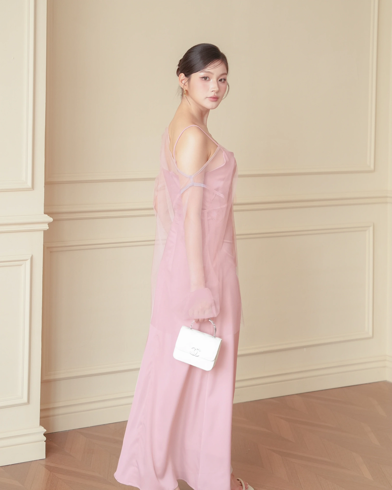 Pink Juliette Cami Dress with Sheer Top C102507 (6)