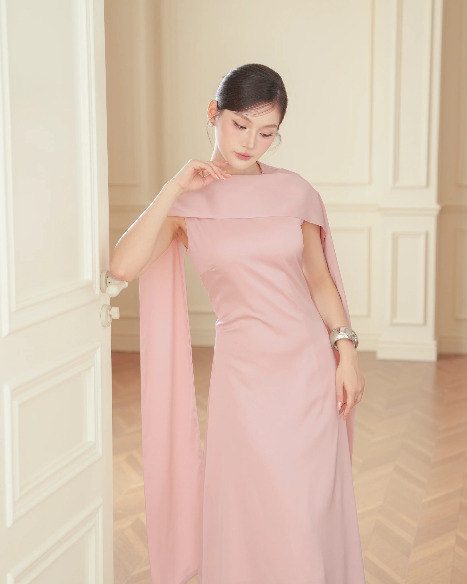 Pink Mira Modest Scarf Dress C102505 (3)