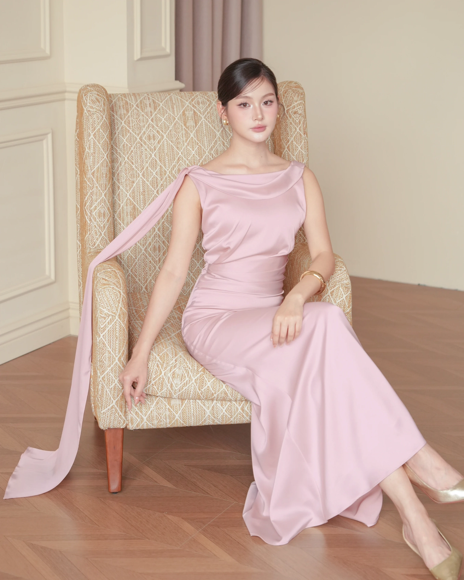 Pink evening gown/formal dress | Serena Scarf Maxi Dress