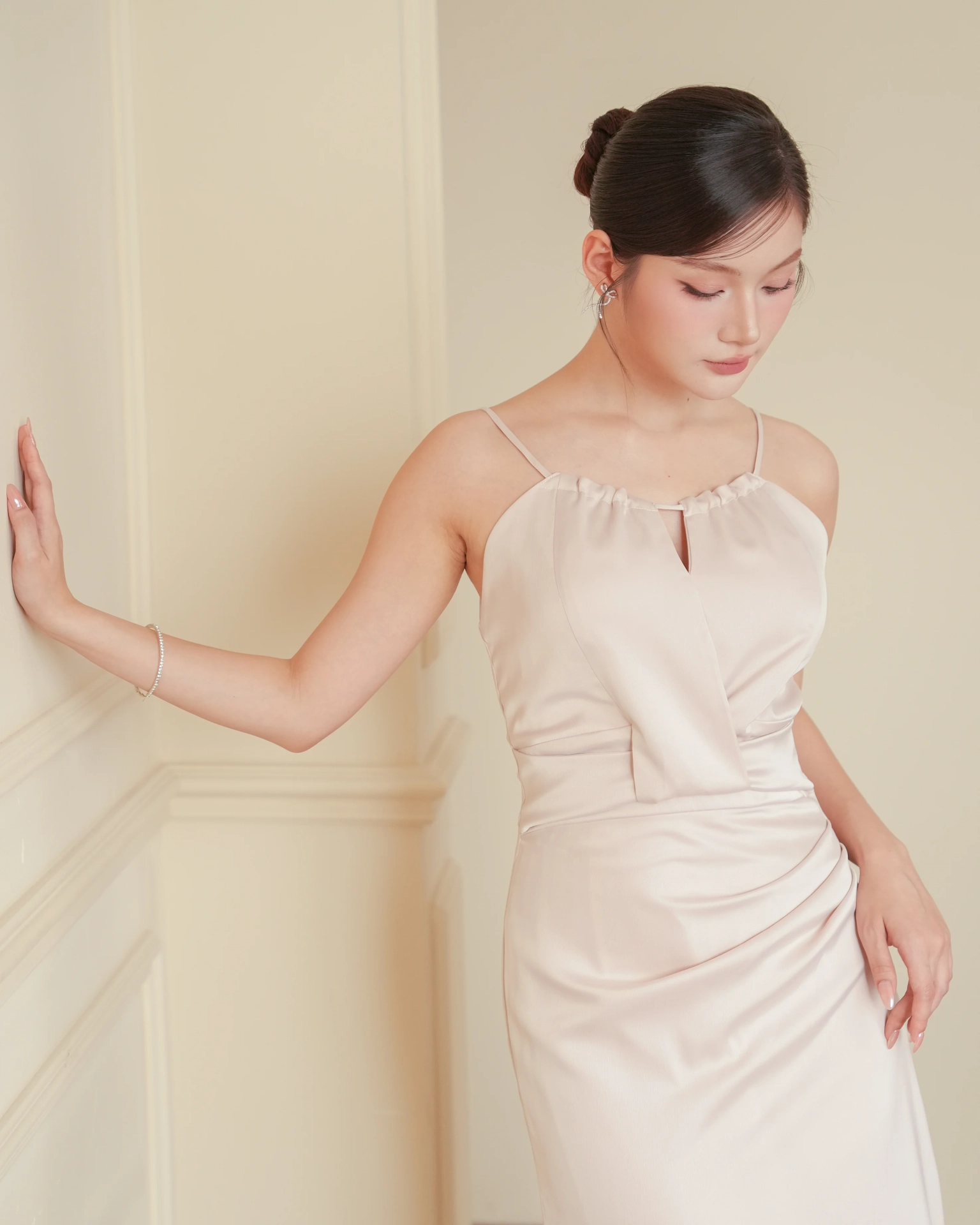 White Clara Cami Draped Maxi Dress C102503 (2)