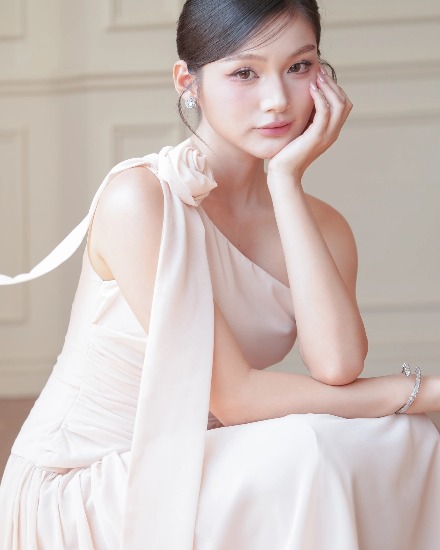 White Helen One Shoulder Draped Dress C102508 (8)