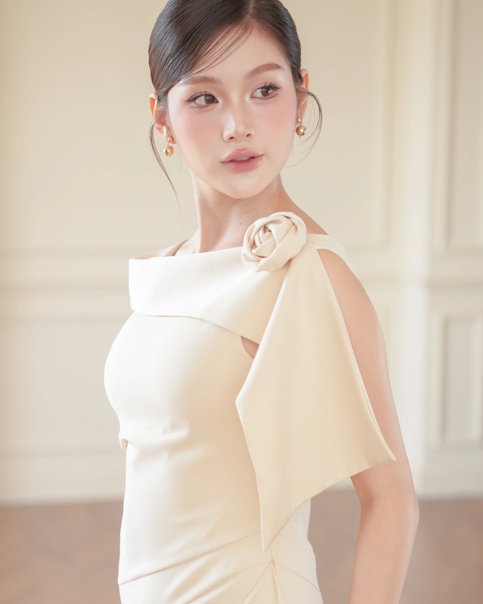 White Lyra Off-Shoulder Draped Dress C102506 (8)