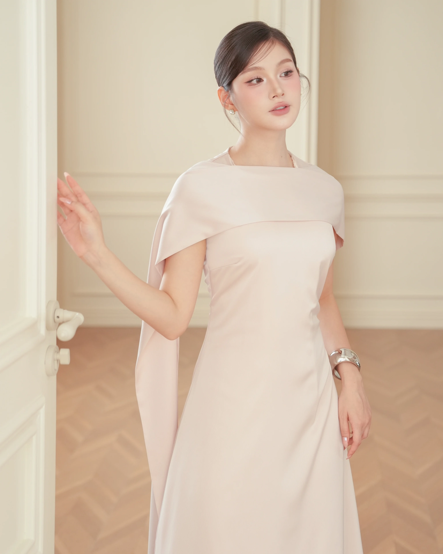 White Mira Modest Scarf Dress C102505 (3)