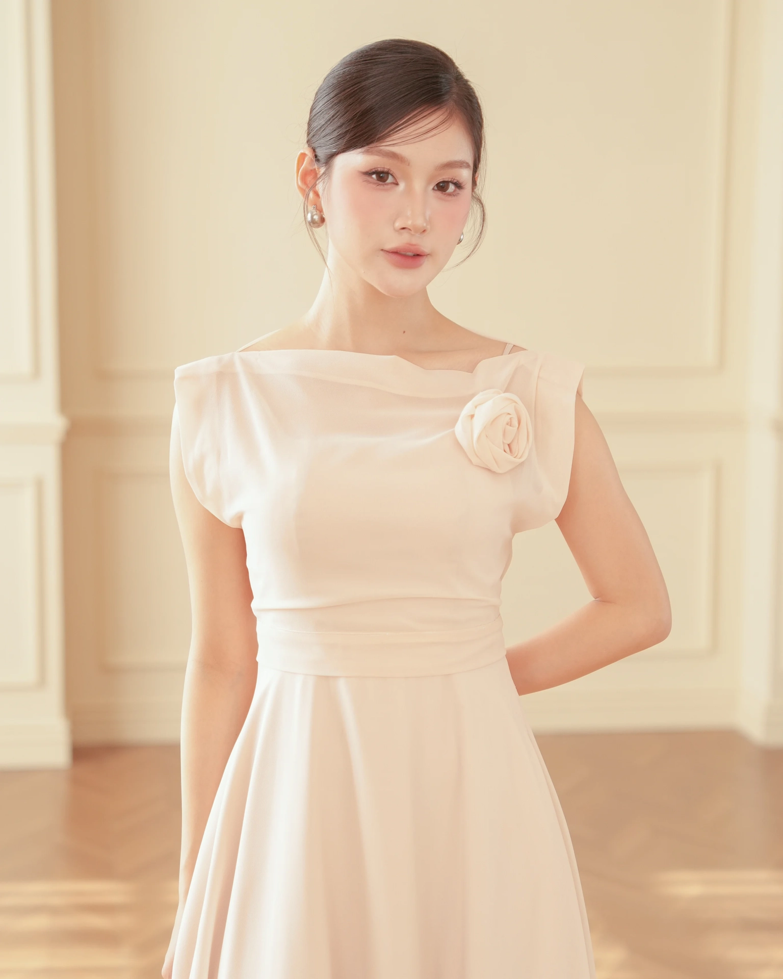 White Vera Flared Midi Dress with Chiffon Top C102511 (4)