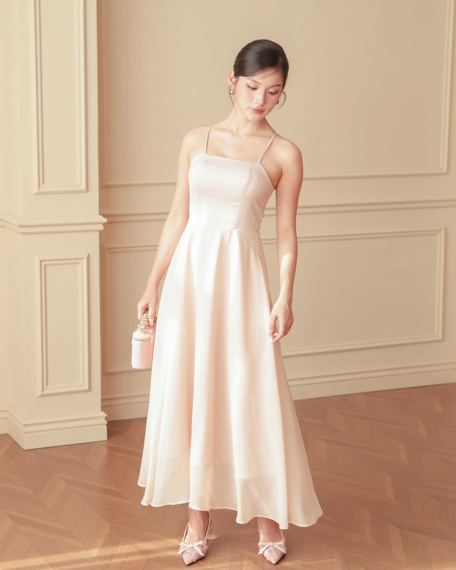 White Vera Flared Midi Dress with Chiffon Top C102511 (6)