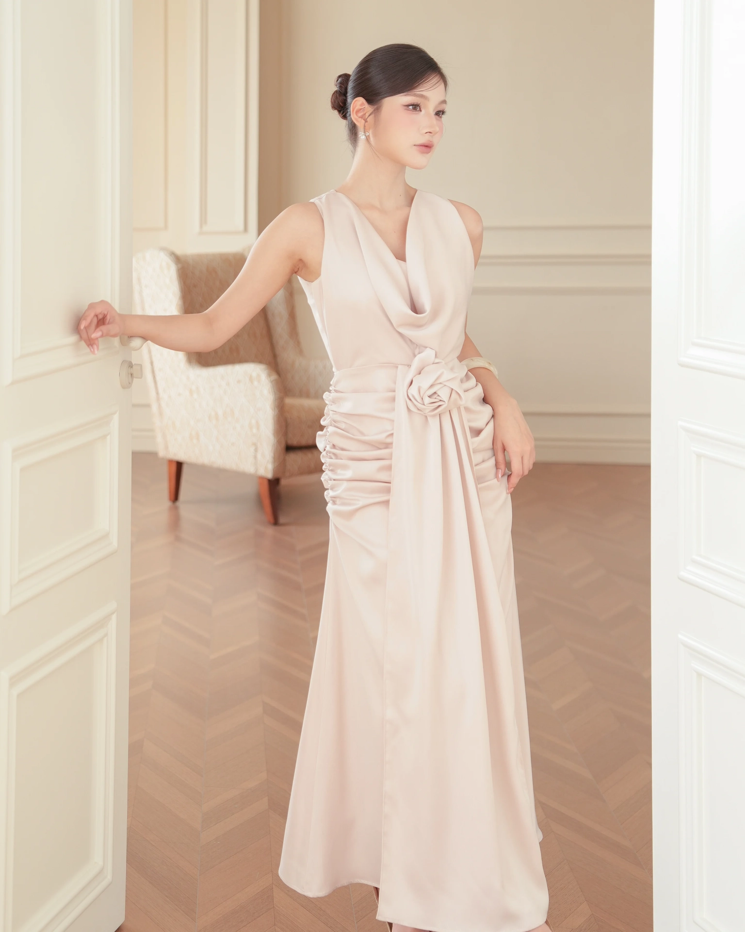 White Viola Cowl-neck Dress C102510 (3)