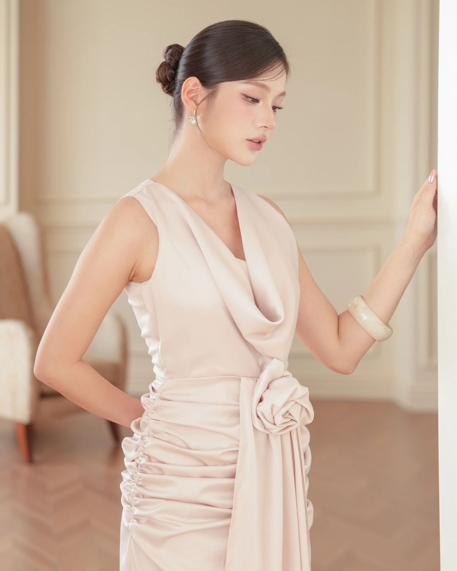 White Viola Cowl-neck Dress C102510 (4)