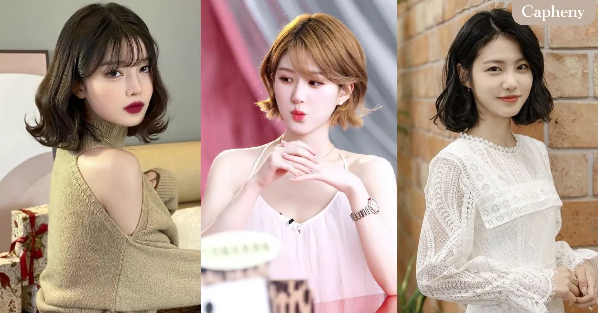 ทรงผมไปงานแต่งงาน แบบผมสั้นดัดปลาย เดรสสายเดี่ยวสีทอง–สีเบจ พร้อมเสื้อคลุมผ้าตาข่าย