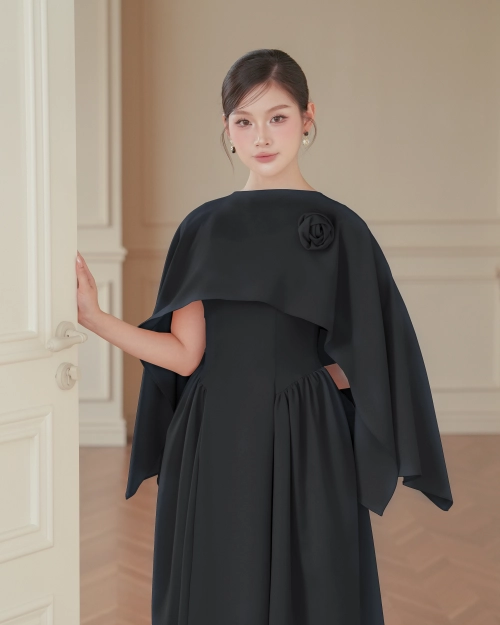 A simple, elegant, and classic black dress, suitable for any occasion